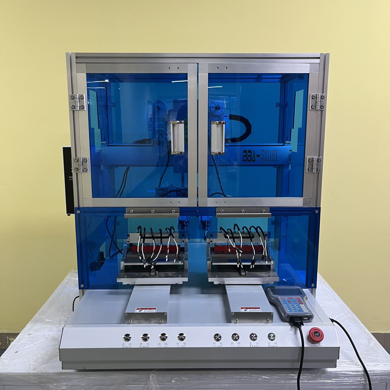 Industrial Grade automatic soldering machine with Safety Cover and Tin Feeding System, used in PCB Assembly