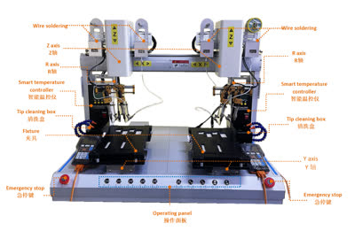 Robotic Soldering Machine with Fume Extractor And Dual Solder Head for PCB Assembly