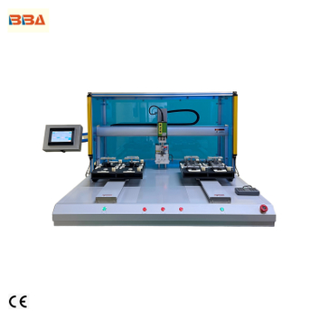 High-precision fully automatic screw-driving machine for door locks; vacuum-pickup tightening equipment for small screws; equipped with a safety light curtain.