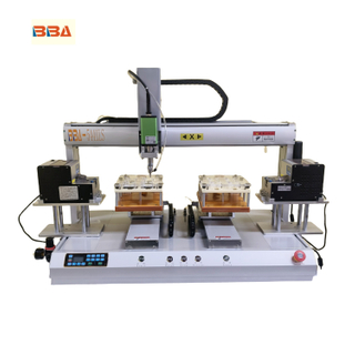Customized desktop dual-servo screw-driving robot; high-speed, dual-station screw-driving machine for small appliance remote control plastic housings; PCB screw-driving machine.